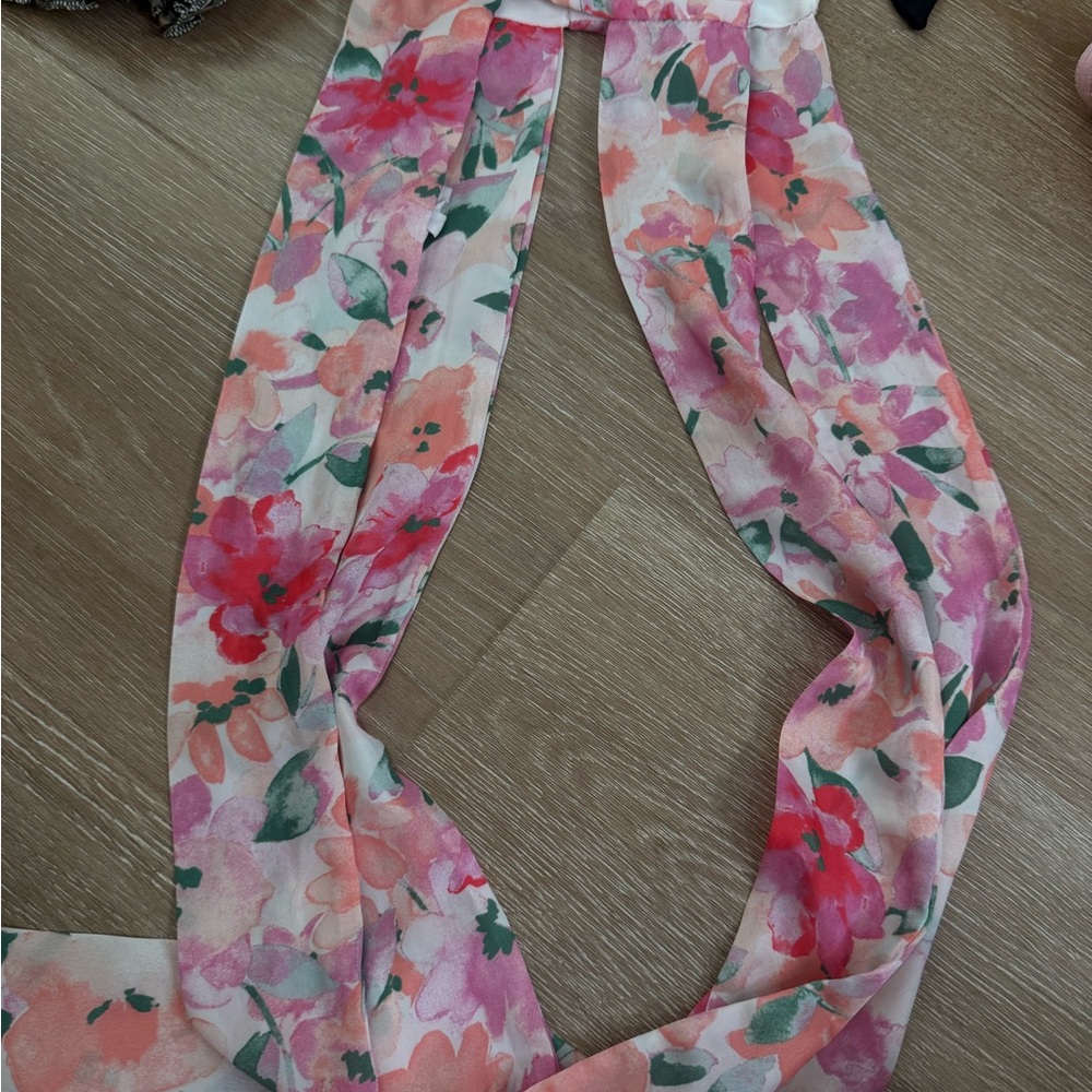 Floral Pink and Green Scarf